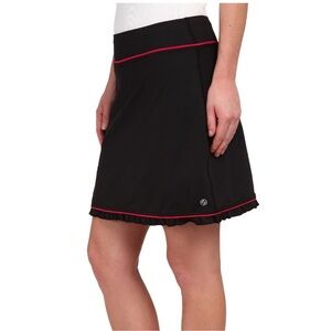 Lija Golf Skort Skirt Shorts Black Coral Piping Zipper Pockets Tennis Sz. S NWT